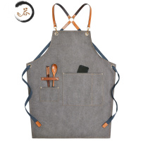 HAOYANGDAO牛仔围裙女中餐厅同款韩版定制ogo理发师奶茶店烘焙厨房工作服男