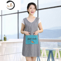 HAOYANGDAO日式棉麻透气马甲背心式时尚围裙女家用厨房防水防油坎肩围腰