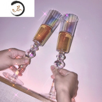 HAOYANGDAO流光彩虹香槟杯 水晶玻璃气泡酒杯 甜酒杯起泡酒杯子仪式感高脚杯 流光彩虹香槟杯2只装