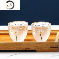 HAOYANGDAO手绘小雏菊玻璃酒具套装白酒杯子家用小号一两烈酒杯温酒壶清酒壶 云雾小雏菊[双杯]