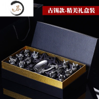 HAOYANGDAO十二生肖白酒杯分酒器套装家用中式玻璃酒具12只小酒杯子弹一口杯 古锡色十二生肖杯+龙分酒壶(精美礼盒