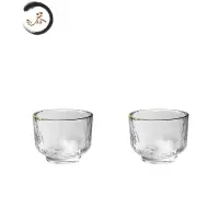 HAOYANGDAO日式酒具清酒杯梅酒杯家用锤纹壶一口杯磨砂白酒杯果酒杯米酒杯子 金边杯子2 支 A款