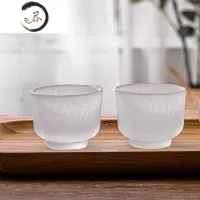 HAOYANGDAO日式酒具清酒杯梅酒杯家用锤纹壶一口杯磨砂白酒杯果酒杯米酒杯子 磨砂杯子2支 A款