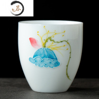 HAOYANGDAO陶瓷手绘杯浮雕二两白酒杯家用小酒杯个人一口杯烈酒小酒盅 浮雕款〖莲蓬〗二两/100ml