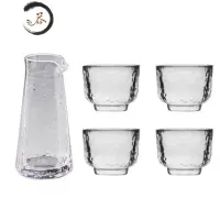 HAOYANGDAO日式玻璃酒具套装日料清酒壶小号壶分酒器一口杯白酒梅酒果酒杯子 鹰嘴壶+4圆杯
