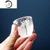 HAOYANGDAOins小雏菊云雾白酒杯玻璃酒壶酒盅小号一两家用一口杯烈酒杯酒具 云雾小雏菊[单杯]