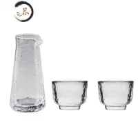 HAOYANGDAO日式玻璃酒具套装日料清酒壶小号壶分酒器一口杯白酒梅酒果酒杯子 鹰嘴壶+2圆杯