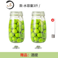 HAOYANGDAO泡酒玻璃瓶葡萄酒罐酿酒密封罐子酒瓶空瓶级杨梅果酒瓶子 [推荐]圆款-水容量3斤*2 送不锈钢