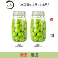 HAOYANGDAO泡酒玻璃瓶葡萄酒罐酿酒密封罐子酒瓶空瓶级杨梅果酒瓶子 [推荐]圆款-水容量4.4斤*2 送不