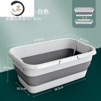 HAOYANGDAO可折叠洗拖把桶家用长方形拖地储水胶棉海绵布清洗挤水桶拖把单桶 升级加大双提手-可折叠-白色