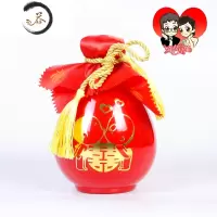 HAOYANGDAO喜宴酒瓶空瓶自酿酒壶包装全套婚庆玻璃酒坛白酒空瓶仿古酒壶 大红色喜娃娃单瓶酒具