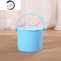 HAOYANGDAO水桶凳塑料加厚带盖可坐幼儿园收纳桶洗澡篮生活桶手提家用储水桶 蓝色 高20cm