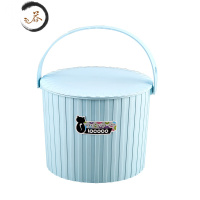 HAOYANGDAO新品加厚塑料家用水桶凳手提洗澡桶可坐钓鱼多收纳储物带盖大容量 蓝色