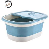 HAOYANGDAO折叠桶大容量旅行便携式足浴盆泡脚桶家用塑料加厚手提打水桶 天蓝色
