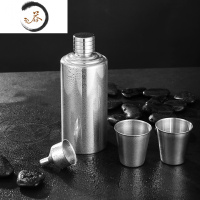 HAOYANGDAO新款304不锈钢酒壶加厚1斤2户外白酒瓶随身水壶圆柱瓶形酒具 加厚1斤亮光毛台瓶形+1漏2中杯