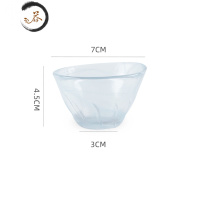 HAOYANGDAO日式彩色玻璃清酒杯一口杯餐厅餐具创意锤目纹烈酒杯白酒杯茶杯 荷花杯蓝色