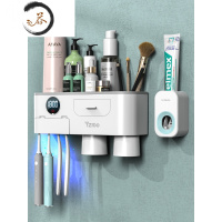 HAOYANGDAO牙刷消毒器杀置物架刷牙杯挂墙式套装免打孔卫生间挂架电动刷牙 智能牙刷架(两杯)+挤牙膏器/无风干
