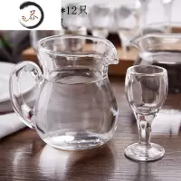 HAOYANGDAO家用玻璃分酒器白酒高脚杯饭店白酒壶醒酒器小酒杯一口杯酒具套装 特厚分酒器+小酒杯.各12只装