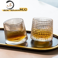 HAOYANGDAO旋转威士忌酒杯洋酒杯子玻璃杯家用创意鸡尾酒吧啤酒杯白酒杯套装 [旋转威士忌]钻石款+竖棱款❤强化加厚
