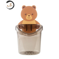 HAOYANGDAO牙刷牙杯套装置物架 卡通壁挂式放牙刷架洗手台牙具收纳架 透明灰