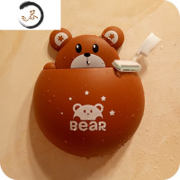 HAOYANGDAO卫生间梳子架壁挂免打孔放梳子的收纳筒盒浴室桌面牙膏牙刷置物架 咖啡 色牙刷架