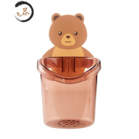 HAOYANGDAO牙刷牙杯套装置物架 卡通壁挂式放牙刷架洗手台牙具收纳架 透明红