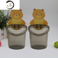 HAOYANGDAO牙刷置物架小熊杯贴墙抱抱杯收纳挂壁式粘杯架沥水卫生间牙杯墙上 灰色两个牙刷架