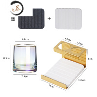 HAOYANGDAO壁挂式电动牙刷架轻奢家用免打孔不锈钢吸挂壁式架子摆台式置物架 单人搭配金边水晶杯子(金) 杯子颜色可