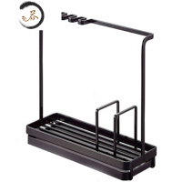 HAOYANGDAO山崎实业浴室台面海绵毛刷清洁用品牙刷抹布收纳架 黑色 浴室沥水架牙刷海绵架牙刷架