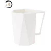 HAOYANGDAO创意几何牙刷杯家用菱形洗漱杯牙缸简约旅行情侣漱口杯子喝水杯子 米白色