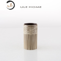 HAOYANGDAOKUE HOME 陶瓷轻奢漱口杯简约创意牙缸杯家用洗漱套装情侣刷牙杯 拉丝竖纹漱口杯 6.4x洗漱杯