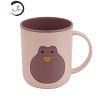 HAOYANGDAO儿童卡通刷牙杯加厚双层塑料杯家用学生牙刷杯喝水杯成人洗漱牙缸 粉色 (单个装)洗漱杯