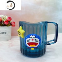 HAOYANGDAO卡通简约ins风家用漱口杯创意带柄透明条纹杯少女学生情侣牙刷杯 宝石蓝 蓝猫头 收藏送牙刷 1洗漱杯