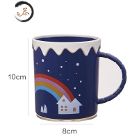 HAOYANGDAO漱口杯情侣牙刷杯牙缸杯子创意月亮星空杯双色带柄塑料杯子喝水杯 蓝色洗漱杯