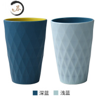 HAOYANGDAO洗漱杯情侣漱口杯牙刷筒家庭装家用简约水杯塑料男女士儿童刷牙杯 2个装(浅蓝+深蓝)
