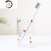 HAOYANGDAO漱口杯ins小清新玻璃杯可爱少女心 简约北欧刷牙洗漱杯带托盘 西瓜杯(不含牙刷)