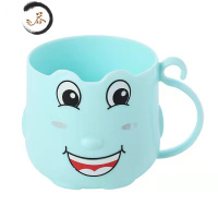 HAOYANGDAO儿童刷牙杯子洗漱杯可爱宝宝口杯幼儿园礼品定制卡通防摔牙缸刻字 蓝色笑脸