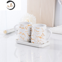 HAOYANGDAO情侣漱口杯北欧轻奢陶瓷刷牙杯子家用一对牙缸杯简约创意洗漱套装 白色对杯配陶瓷盘 亚光釉洗漱杯