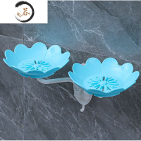 HAOYANGDAO新款花朵肥皂香皂盒免打孔粘贴壁挂式双层沥水肥皂梅花皂盒置物架 梅花皂盒[蓝色]