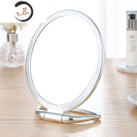 HAOYANGDAO高清多用台式化妆镜手柄镜手拿便携折叠壁挂镜梳妆镜子放大书桌镜 新款银色椭圆形便携式用镜
