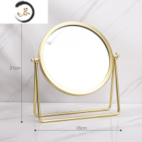 HAOYANGDAO金属化妆镜子台式桌面梳妆台学生宿舍女便携折叠可立办公室美妆镜 金色#02便携式用镜