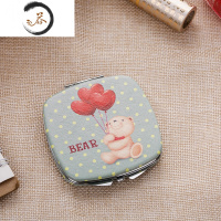 HAOYANGDAO随身化妆镜便携式双面折叠小镜子迷你梳妆镜可爱公主镜生日礼物 方形爱心小熊便携式用镜