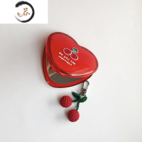 HAOYANGDAO「岛屿商店」樱桃爱心镜子随身化妆镜少女心手持手柄便携韩国ins 折叠化妆镜 单个便携式用镜