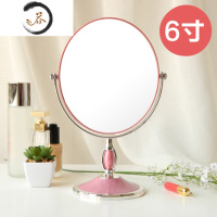 HAOYANGDAO桌面台式化妆镜子欧式双面高清放大梳妆镜结婚女宿舍便携折叠婚嫁 6寸椭圆款(粉色) 68粉便携式用镜