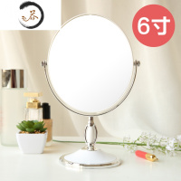 HAOYANGDAO桌面台式化妆镜子欧式双面高清放大梳妆镜结婚女宿舍便携折叠婚嫁 6寸椭圆款(白色) 68白便携式用镜