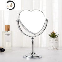 HAOYANGDAO小镜子女随身便携台式折叠化妆镜宿舍桌面放大双面梳妆美容手柄镜 台式--反面三倍放大--心形便携式用镜