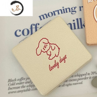 HAOYANGDAO原创juujuubear芝士小熊化妆镜子少女便携自制奶油系小镜子 早睡狗:pu方镜便携式用镜