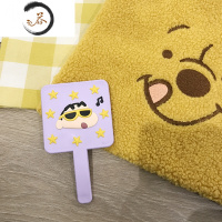 HAOYANGDAO韩国可爱带帽小熊补妆手持镜少女心迷你便携手柄镜随身化妆镜子女 手持镜 紫色小新便携式用镜