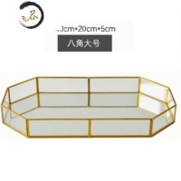 HAOYANGDAOins欧式金属电镀高清桌面台式化妆镜女生便携宿舍卧室双面梳妆镜 大号八边镜面底托盘便携式用镜