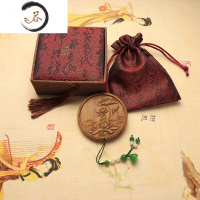 HAOYANGDAO七夕节绿檀木镜子便携化妆镜随身闺蜜礼品小镜子生日礼物送女朋友 圆镜 [青荷]玉石吊坠-送礼便携式用镜